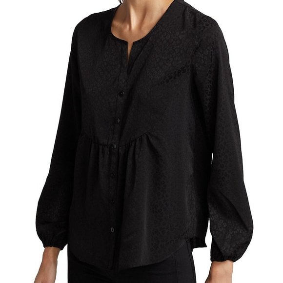 NWT Lilly Pulitzer Hensley Onyx Black Top Blouse Leopard Jacquard XXS Runs Big - Picture 3 of 10